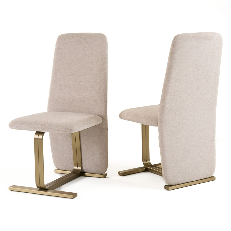 Tasha - Modern Beige Linen + Brushed Brass Dining Chair (Set of 2) — view 3