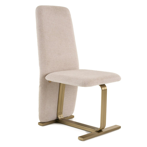 Tasha - Modern Beige Linen + Brushed Brass Dining Chair (Set of 2) — view 2