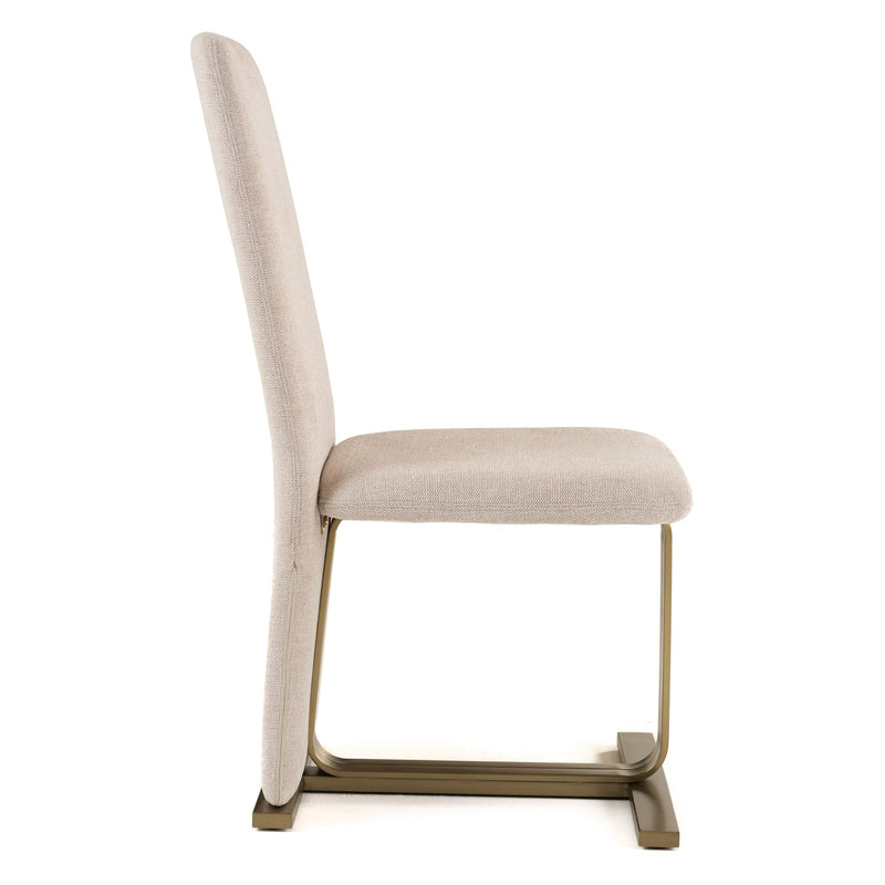 Tasha - Modern Beige Linen + Brushed Brass Dining Chair (Set of 2) — view 4