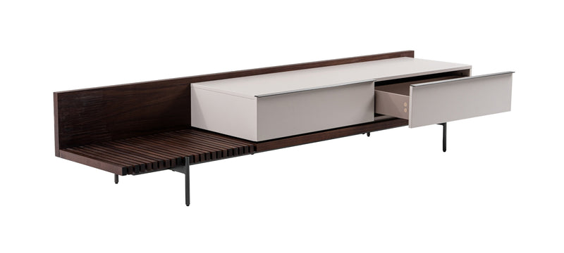 Colima - Modern Matte Beige + Walnut TV Stand — view 4