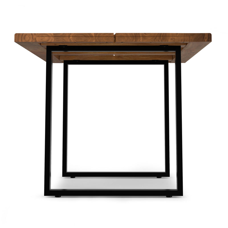 Handcrafted Simpli-Home Fieldcrest dining table with a wooden surface and sturdy legs, ideal for modern dining rooms.