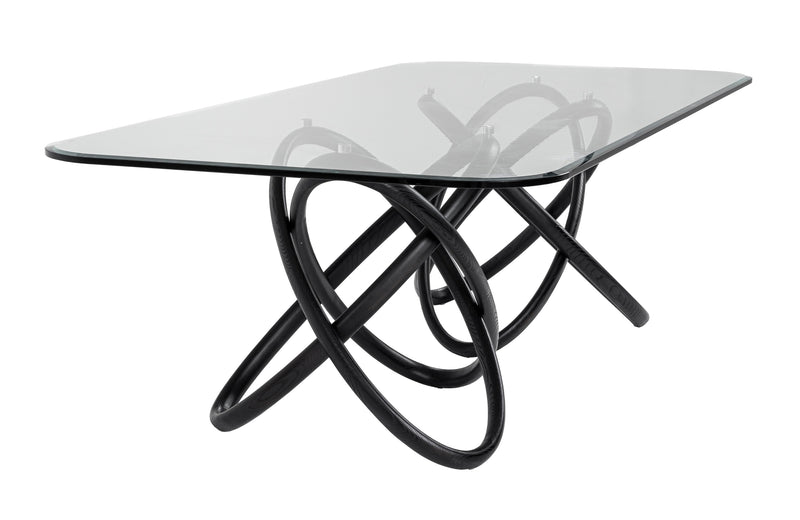 Mason Modern Glass & Black Ash Dining Table