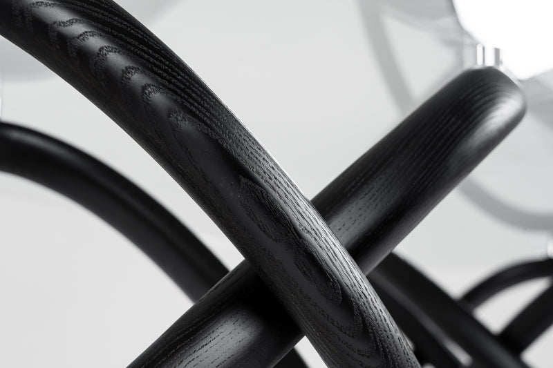 Mason Modern Glass & Black Ash Dining Table — view 2