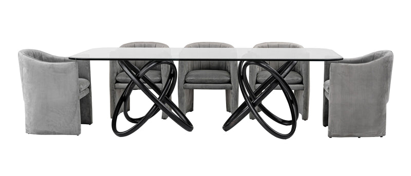 Mason Modern Glass & Black Ash Dining Table — view 3