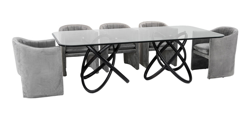 Mason Modern Glass & Black Ash Dining Table — view 4