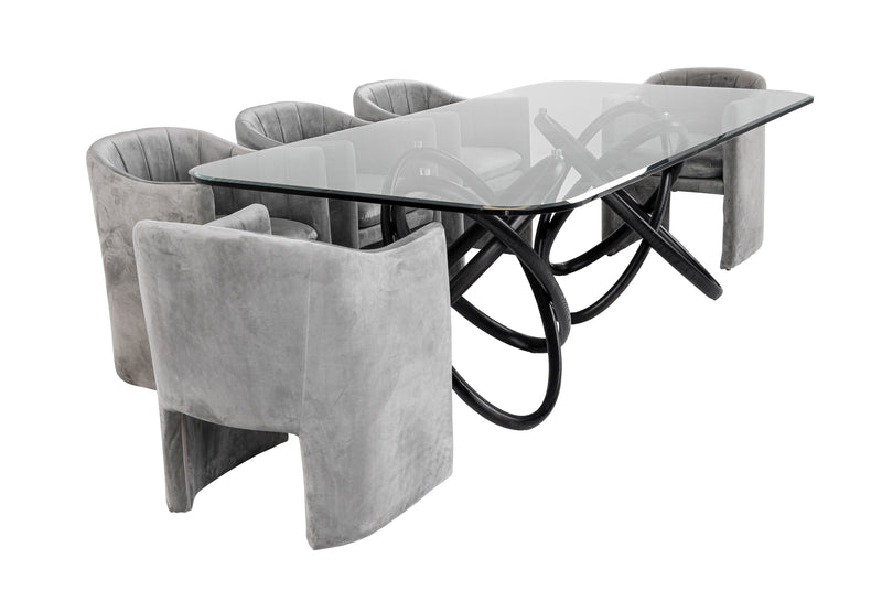 Mason Modern Glass & Black Ash Dining Table — view 5