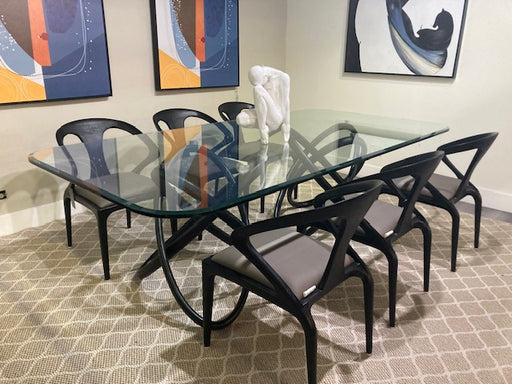 Campbell - Mid-Century Modern Grey Leatherette & Black Ash Dining Chair — view 2