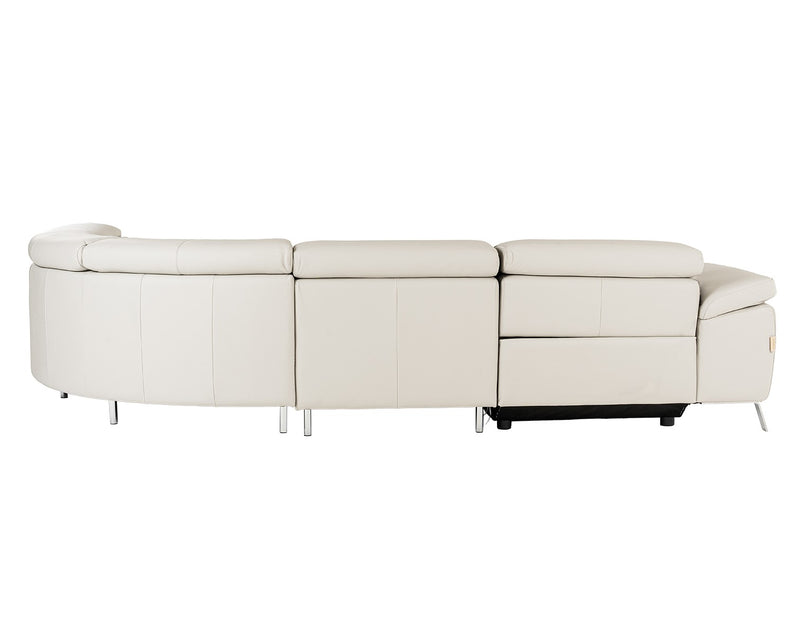 Mini Wonder - Italian Modern Grey Leather Sectional Sofa with Left Facing Recliner — view 3