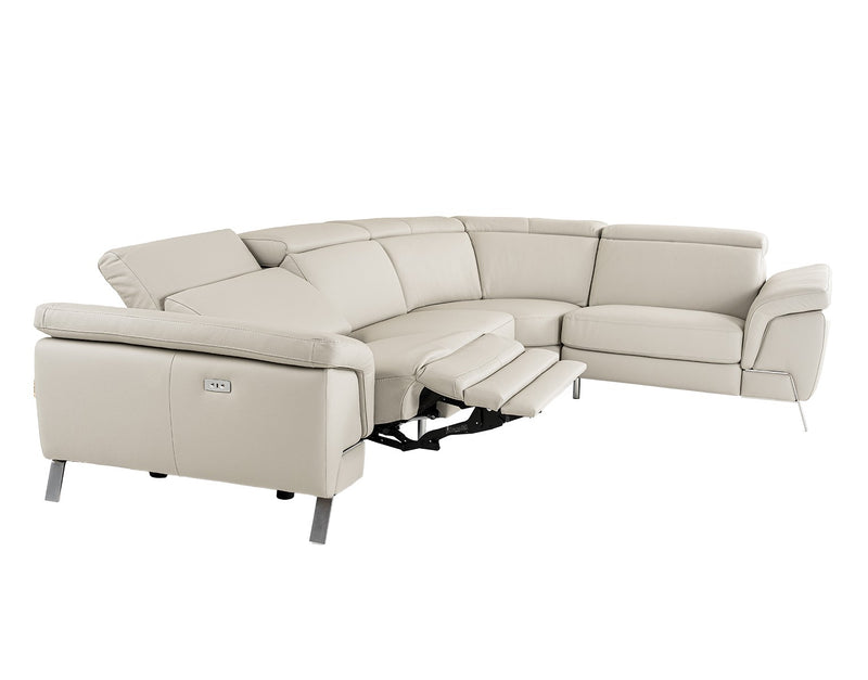 Mini Wonder - Italian Modern Grey Leather Sectional Sofa with Left Facing Recliner — view 4