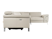 Mini Wonder - Italian Modern Grey Leather Sectional Sofa with Left Facing Recliner — view 2