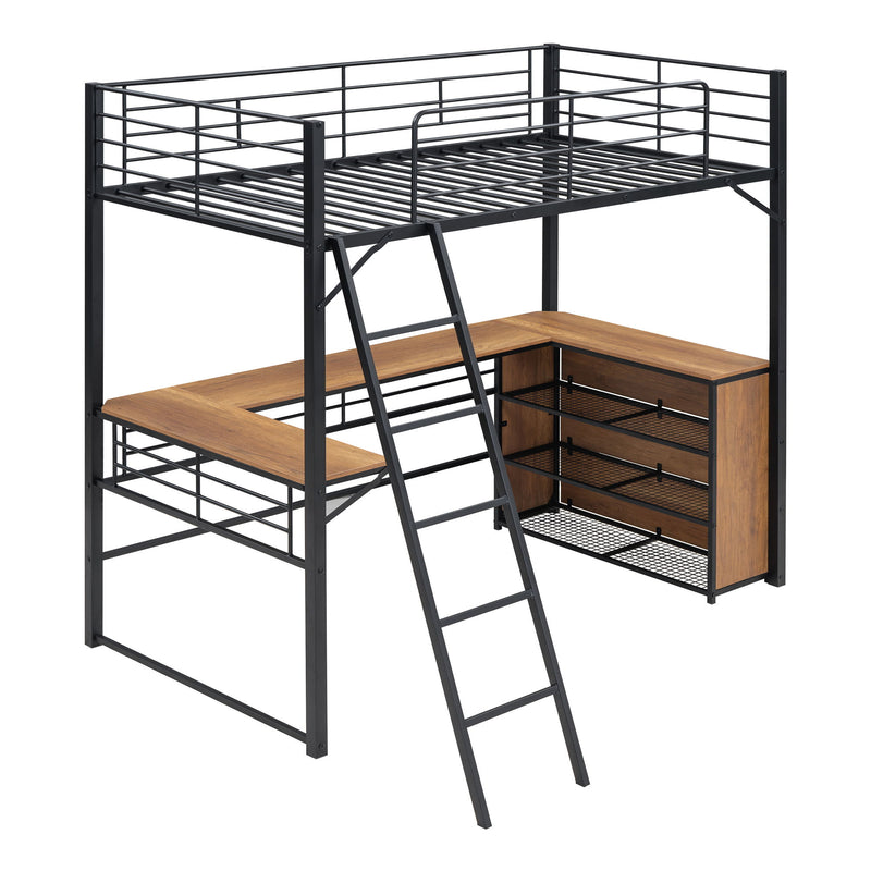 Loft Bed & 3 Layers Of Shelves And L-Shaped Desk - R&R Furniture Gallery (Fountain Valley, CA)