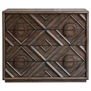 Dark brown Uttermost Mindra accent drawer chest with sleek design and multiple storage drawers.