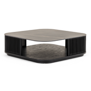 Chip - Modern Black Ceramic + Black Ash Square Coffee Table