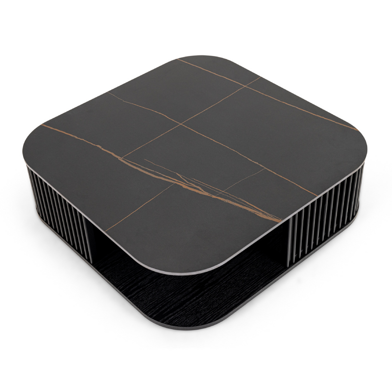 Chip - Modern Black Ceramic + Black Ash Square Coffee Table — view 2