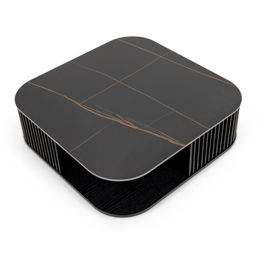 Chip - Modern Black Ceramic + Black Ash Square Coffee Table — view 2