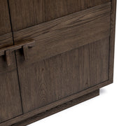 Classic Home Oakridge 4-door buffet cabinet in Havana Brown, showcasing wooden doors and a spacious storage design.