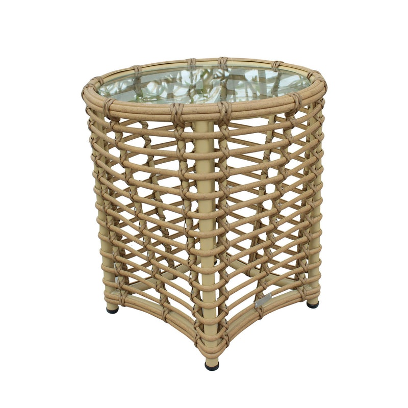 Sandra - Outdoor Beige + Wicker Sofa Set With End Table — view 4