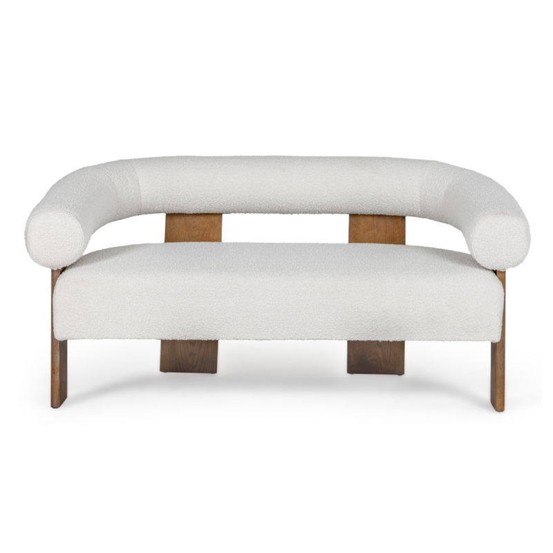 Aledo - Modern Off-White Fabric + Oak Loveseat — view 5