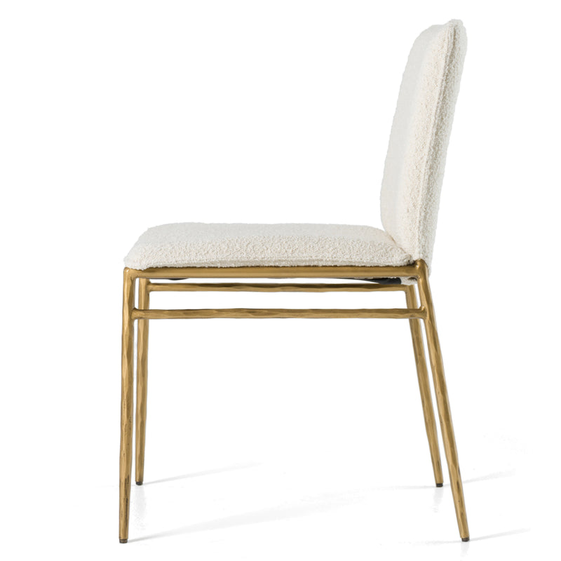 Atlanta - Modern Off-White Fabric & Brass Dining Chair — view 2