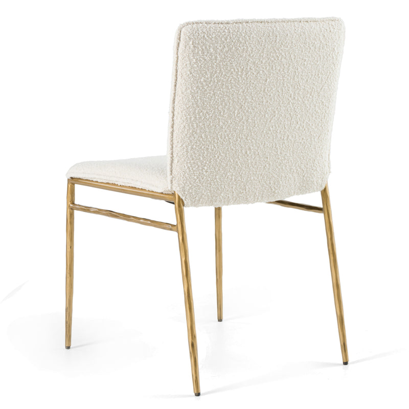 Atlanta - Modern Off-White Fabric & Brass Dining Chair — view 3