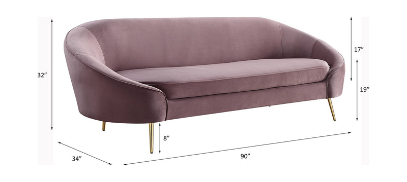 Abey - Sofa - Pink Velvet - R&R Furniture Gallery (Fountain Valley, CA)