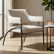 Ector - Modern Off-White Fabric + Forged Metal Accent Chair — view 5