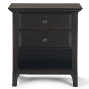 Handcrafted Amherst bedside table by Simpli-Home with a wooden finish and single drawer, ideal for bedroom storage.