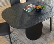 Maxine - Modern Hammered Grey Glass Rectangular Dining Table — view 2
