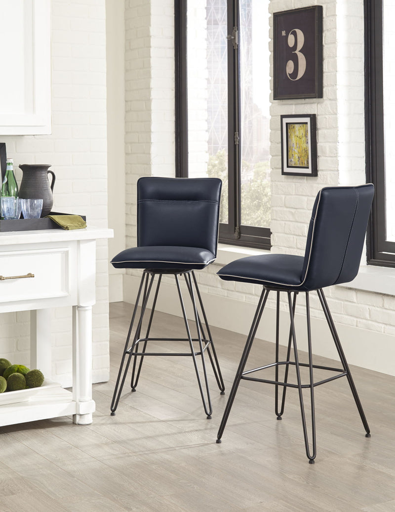 Demi Hairpin Leg Swivel Bar Stool in Cobalt