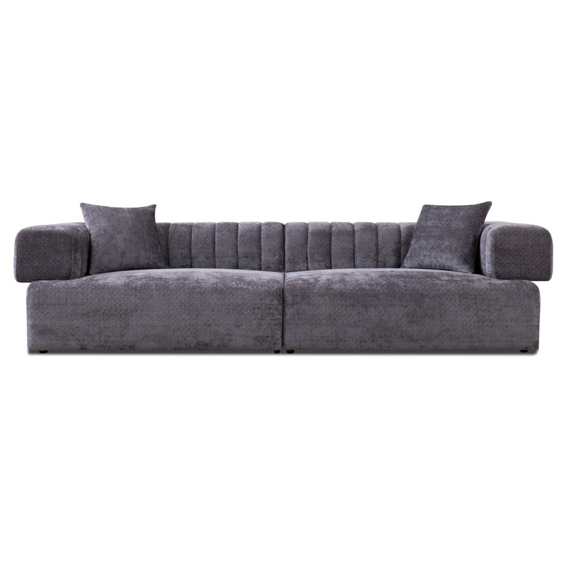 Moreno - Modern Grey Fabric 4-Seater Sofa — view 5