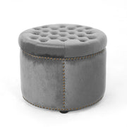 Elegant Round Ottoman Footstool With Studded Rim - R&R Furniture Gallery (Fountain Valley, CA)