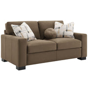 Darya - Loveseat With 3 Pillows - Brown Suede Fabric - R&R Furniture Gallery (Fountain Valley, CA)