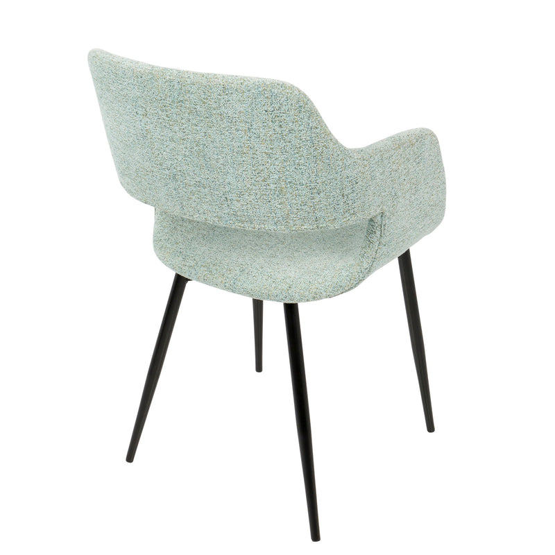 Set of two Lumi Source Margarite mid-century modern dining chairs with sleek wooden frames and cushioned seats.