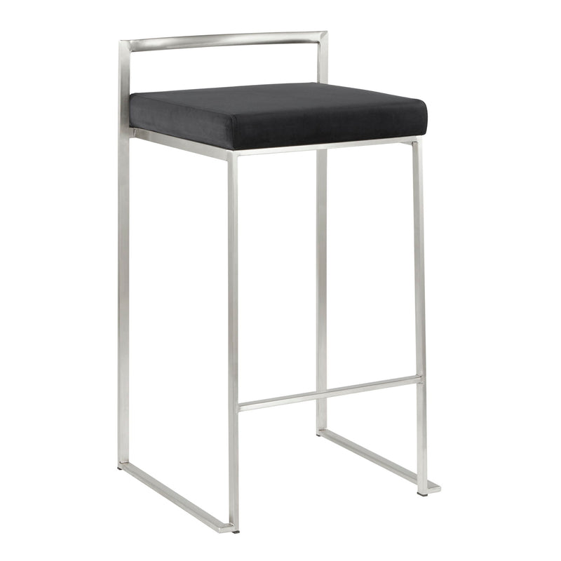Lumi Source Fuji contemporary stackable counter stool set with sleek modern design and natural wood finish for kitchen or bar area.