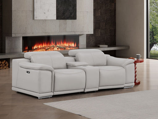 2679 - Genuine Leather Console Loveseat With Dual Power Recliners - R&R Furniture Gallery (Fountain Valley, CA)