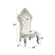Adara - Side Chair (Set of 2) - Pearl White Synthetic Leather & Antique White - R&R Furniture Gallery (Fountain Valley, CA)