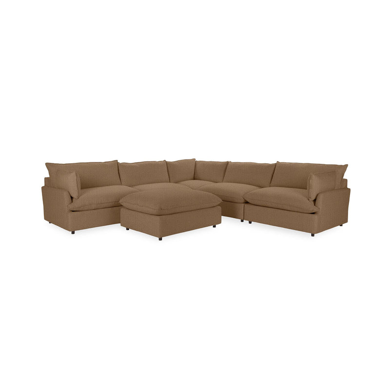 Classic Home Caplan 6-piece modular sectional with Ottoman, 2-piece living room set featuring plush cushions and modern design.