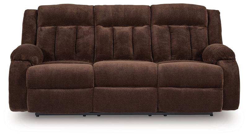 Free Wake - Reclining Power Sofa With Drop Down Table - Chocolate - R&R Furniture Gallery (Fountain Valley, CA)