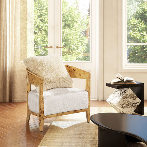 Madrid - Burl Barrel Accent Arm Chair - Seashell White - R&R Furniture Gallery (Fountain Valley, CA)