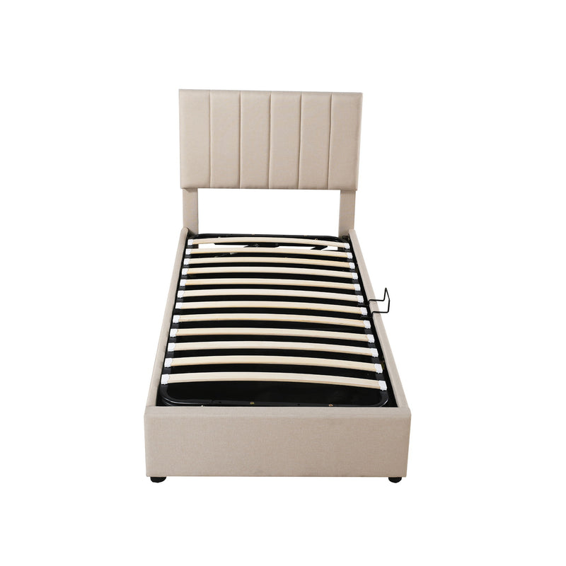 Upholstered Platform Bed With A Hydraulic Storage System - R&R Furniture Gallery (Fountain Valley, CA)