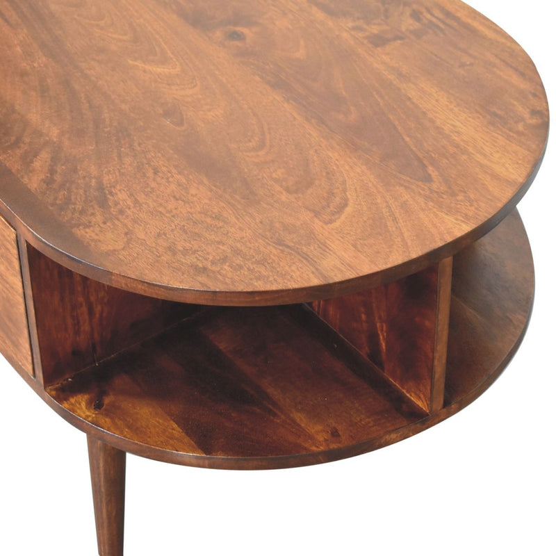 Oval Coffee Table With 1 Drawer - Chestnut - R&R Furniture Gallery (Fountain Valley, CA)