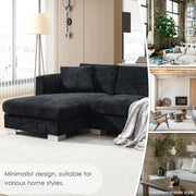 Luxe & Co. modern cloud L-shaped sectional sofa set with oversized chaise, four seats, and two free pillows in a stylish living room.