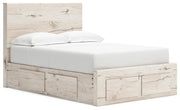 Signature Design by Ashley Lawroy panel bed with built-in storage drawers in a modern wood finish.