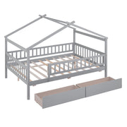 DreamHaus house bed with built-in storage drawers, cozy design and space-saving feature for children's bedroom.