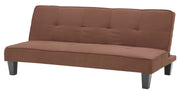 Glory Furniture Alan futon sofa bed with beige fabric upholstery, showcasing a modern convertible sofa in a living room setting.