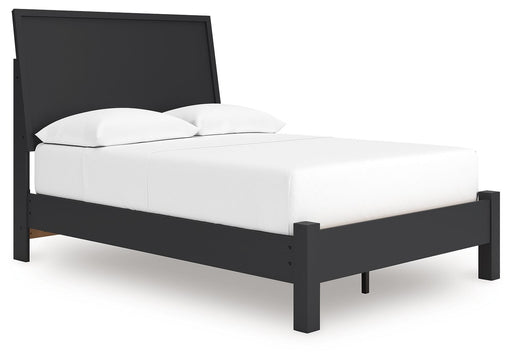 Signature Design by Ashley Danziar panel bed with low footboard, showcasing a modern wooden bedroom furniture piece.