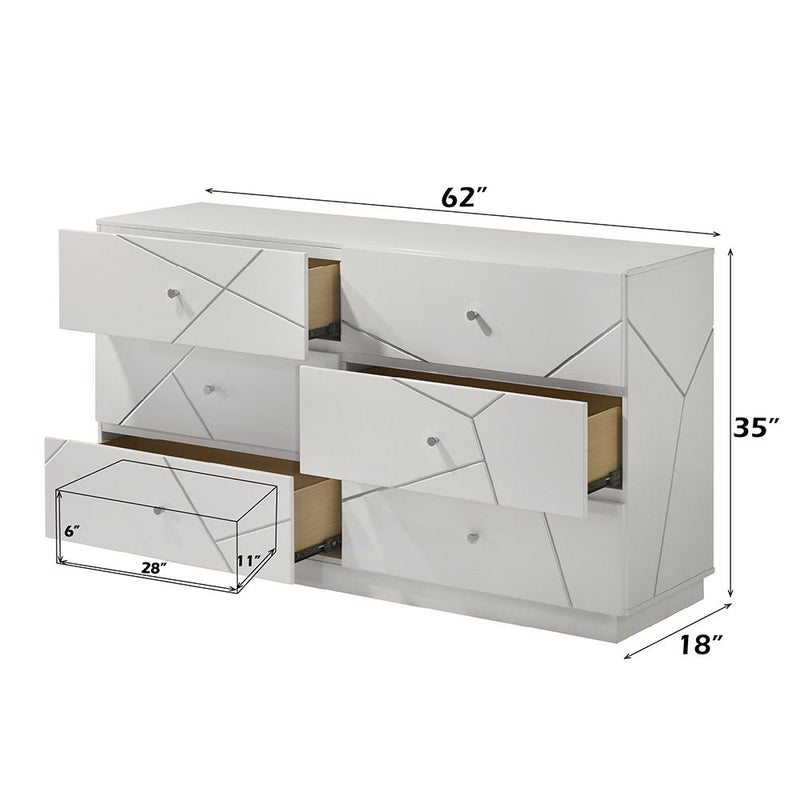 Esther - Dresser - White / Silver - R&R Furniture Gallery (Fountain Valley, CA)