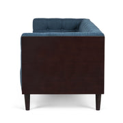 Noble House contemporary mid-century 3 seater sofa with button tufted waffle stitching, stationary design, in a modern living room setting.