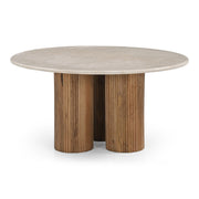 Hayden - Modern Marble + Wood Round Coffee Table — view 2