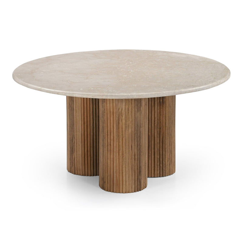 Hayden - Modern Marble + Wood Round Coffee Table — view 3